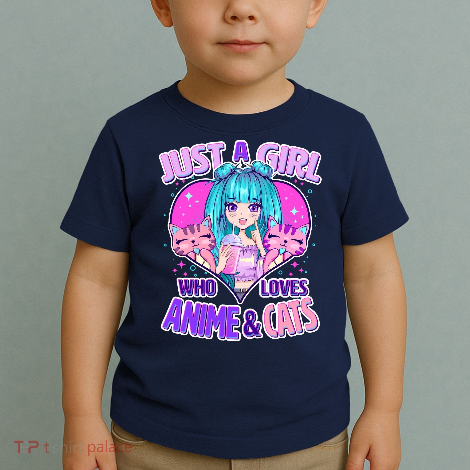 Cute Just A Girl Who Love Anime And Cats Toddler T-Shirt