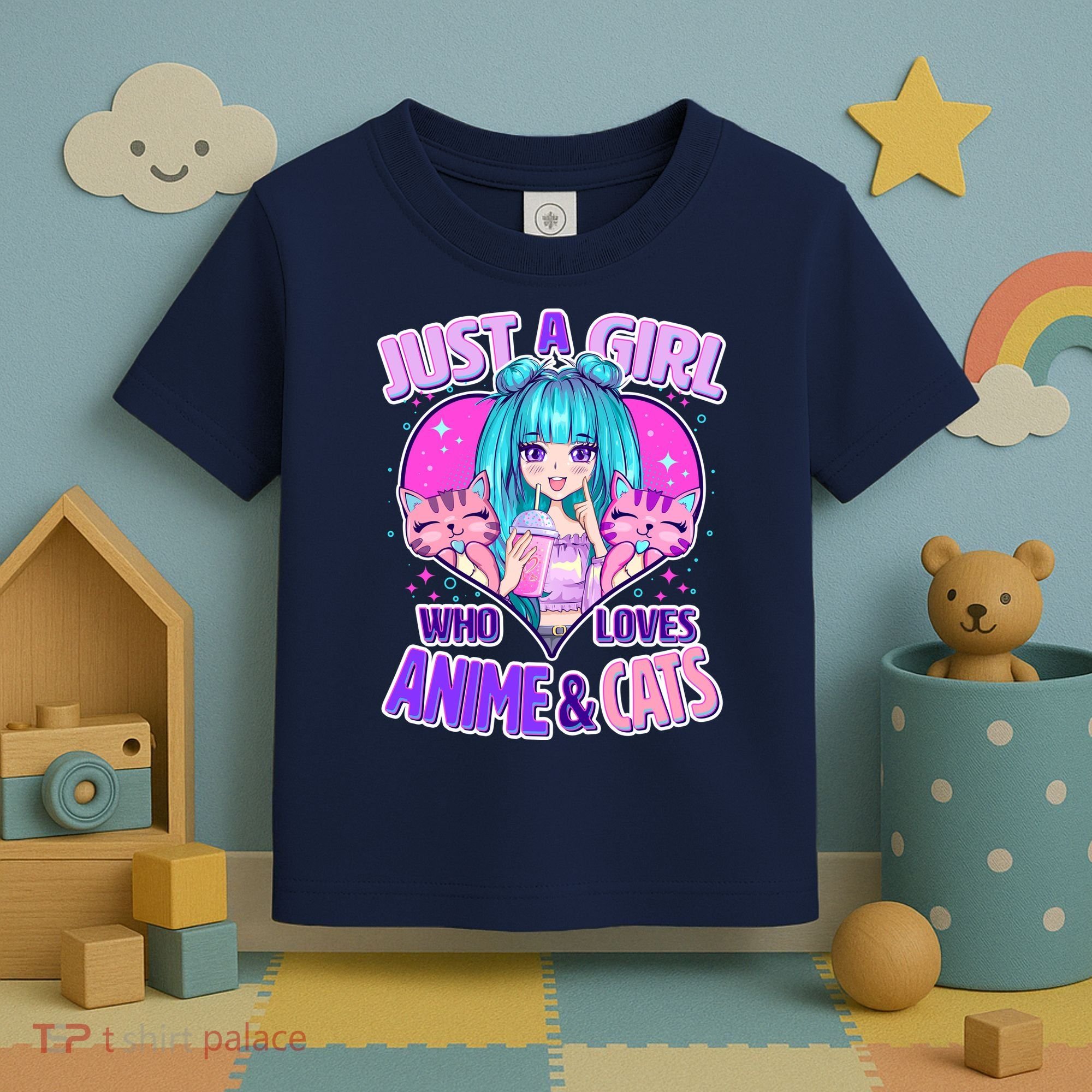 Cute Just A Girl Who Love Anime And Cats Toddler T-Shirt