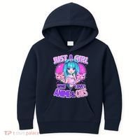 Cute Just A Girl Who Love Anime And Cats Kids Hoodie thumb 0