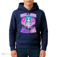 Cute Just A Girl Who Love Anime And Cats Kids Hoodie thumb 4