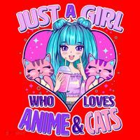 Cute Just A Girl Who Love Anime And Cats Santa Hat thumb 1