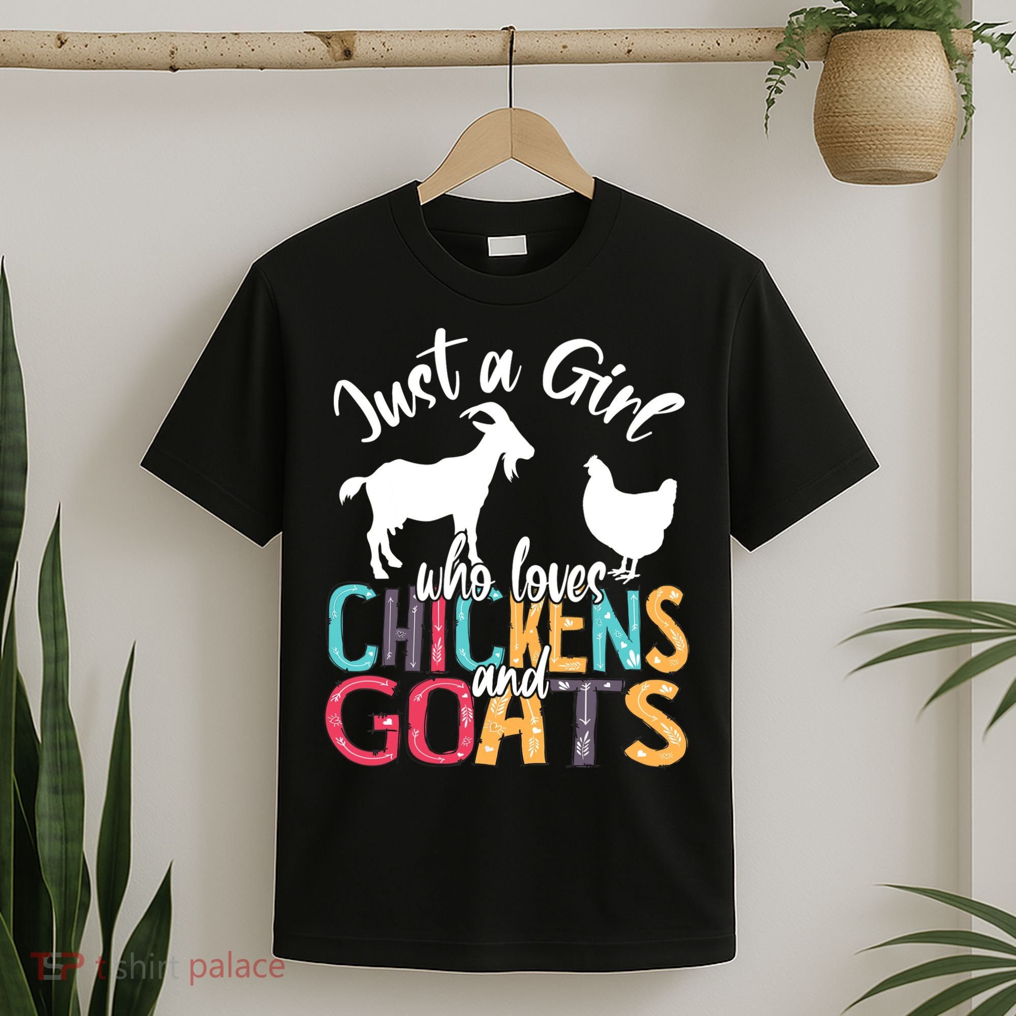 Cute Just A Girl Who Loves Chickens Goats Farmer Girls Gift T-Shirt