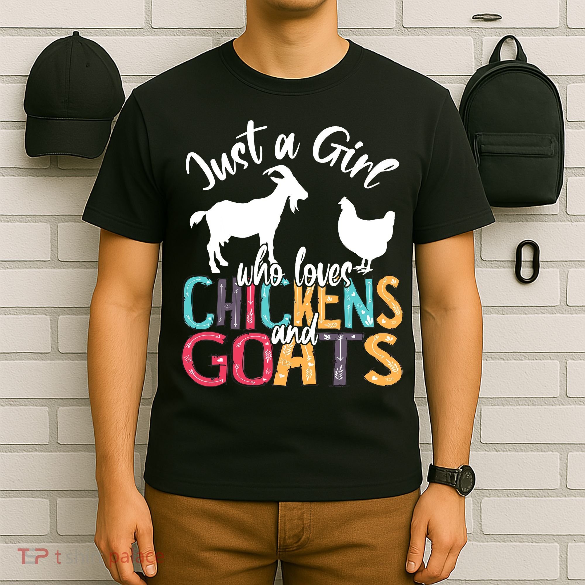Cute Just A Girl Who Loves Chickens Goats Farmer Girls Gift T-Shirt