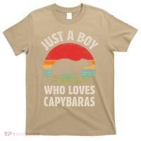 Capybara Just A Boy Who Loves Capybaras Retro Vintage Sunset T-Shirt thumb 0