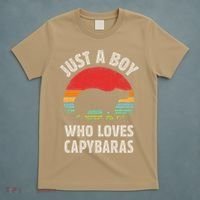 Capybara Just A Boy Who Loves Capybaras Retro Vintage Sunset T-Shirt thumb 5