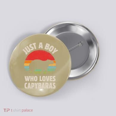 Capybara Just A Boy Who Loves Capybaras Retro Vintage Sunset Button