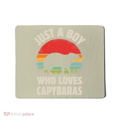 Capybara Just A Boy Who Loves Capybaras Retro Vintage Sunset Mousepad
