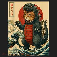 Catzilla Japanese Art Cat Cat Zilla Women's Sweatshirt thumb 2