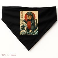 Catzilla Japanese Art Cat Cat Zilla USA-Made Doggie Bandana thumb 0