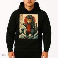 Catzilla Japanese Art Cat Cat Zilla Hoodie thumb 2