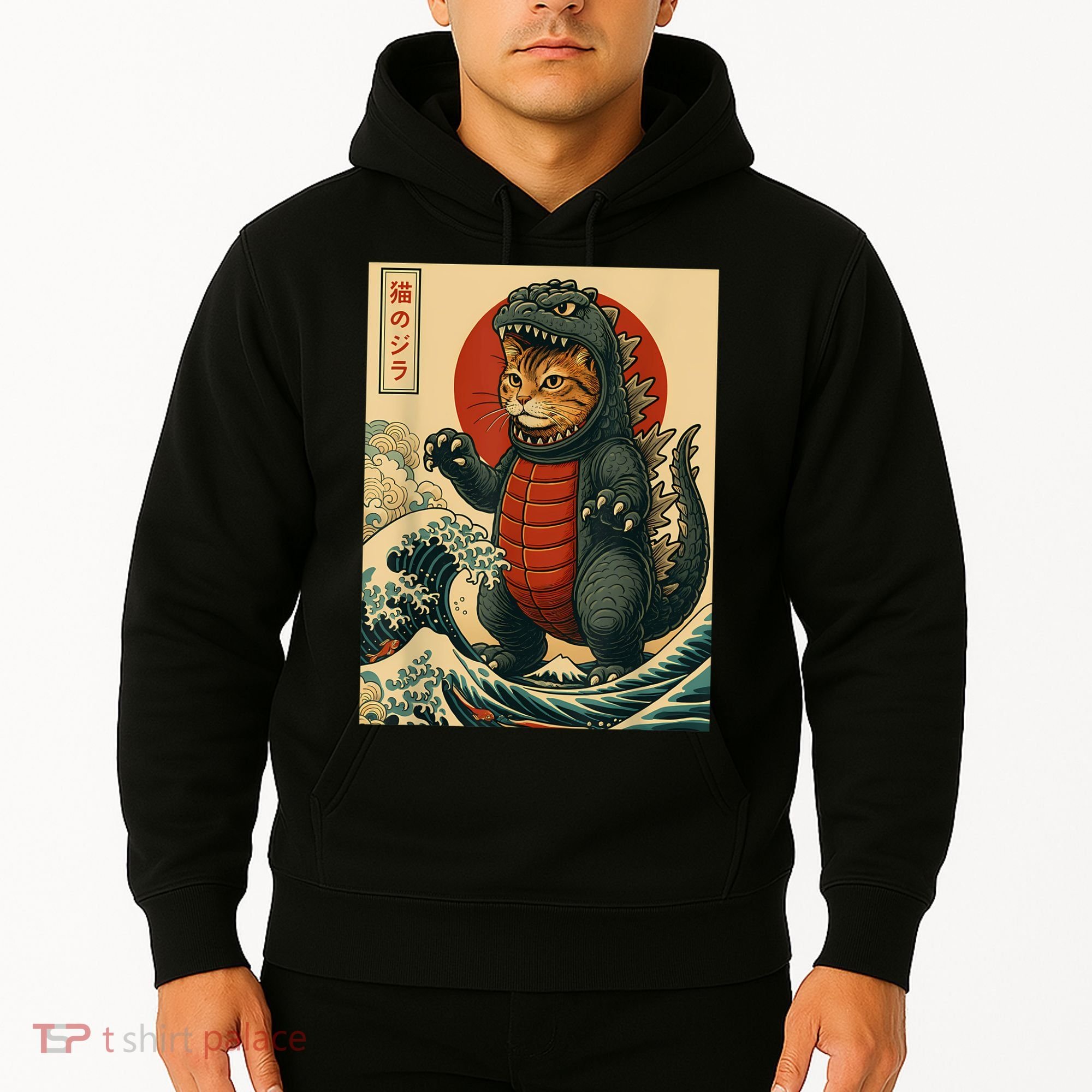 Catzilla Japanese Art Cat Cat Zilla Hoodie