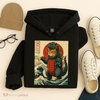 Catzilla Japanese Art Cat Cat Zilla Hoodie thumb 4