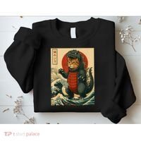 Catzilla Japanese Art Cat Cat Zilla Sweatshirt thumb 2