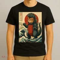 Catzilla Japanese Art Cat Cat Zilla T-Shirt thumb 3
