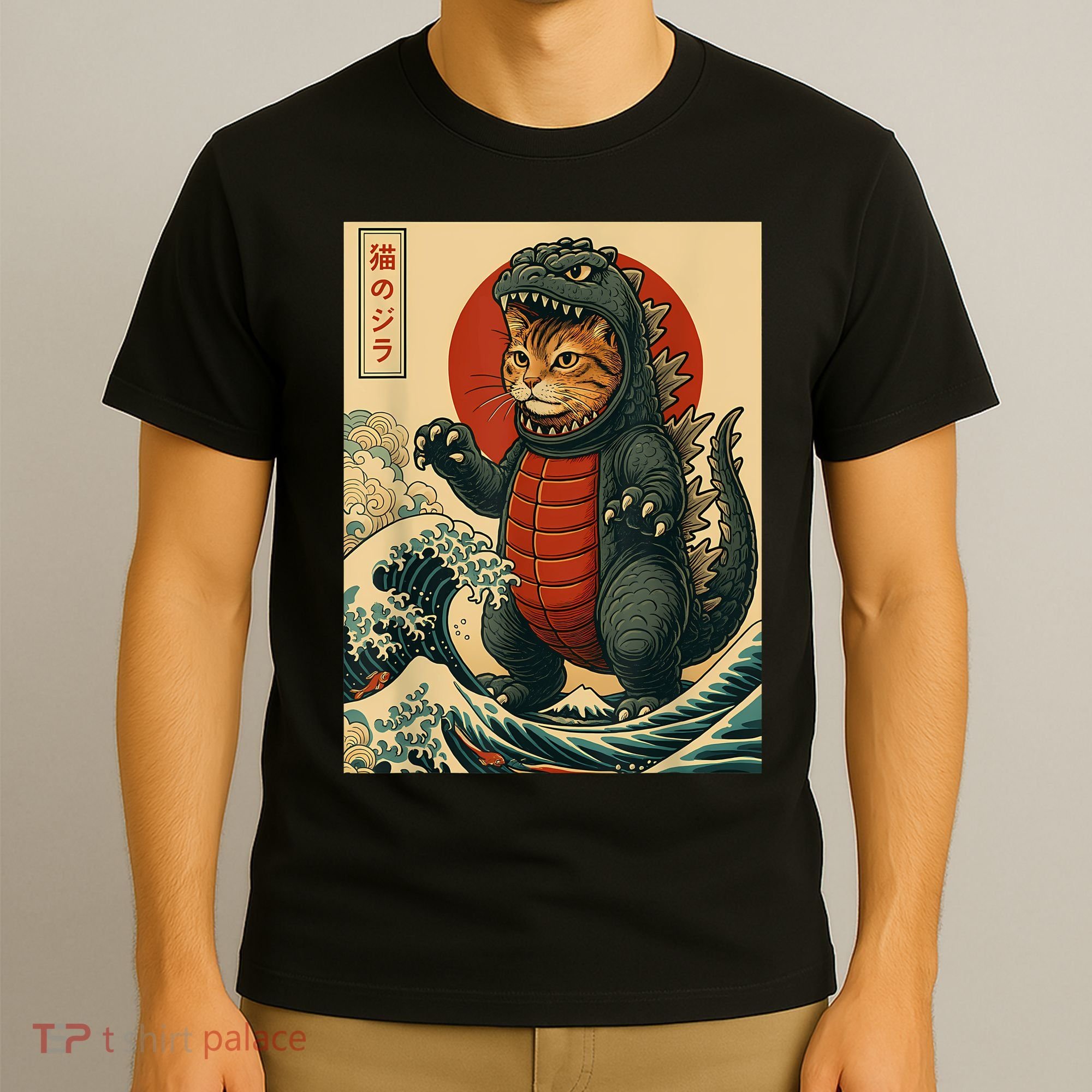 Catzilla Japanese Art Cat Cat Zilla T-Shirt