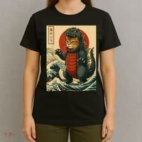 Catzilla Japanese Art Cat Cat Zilla T-Shirt thumb 4