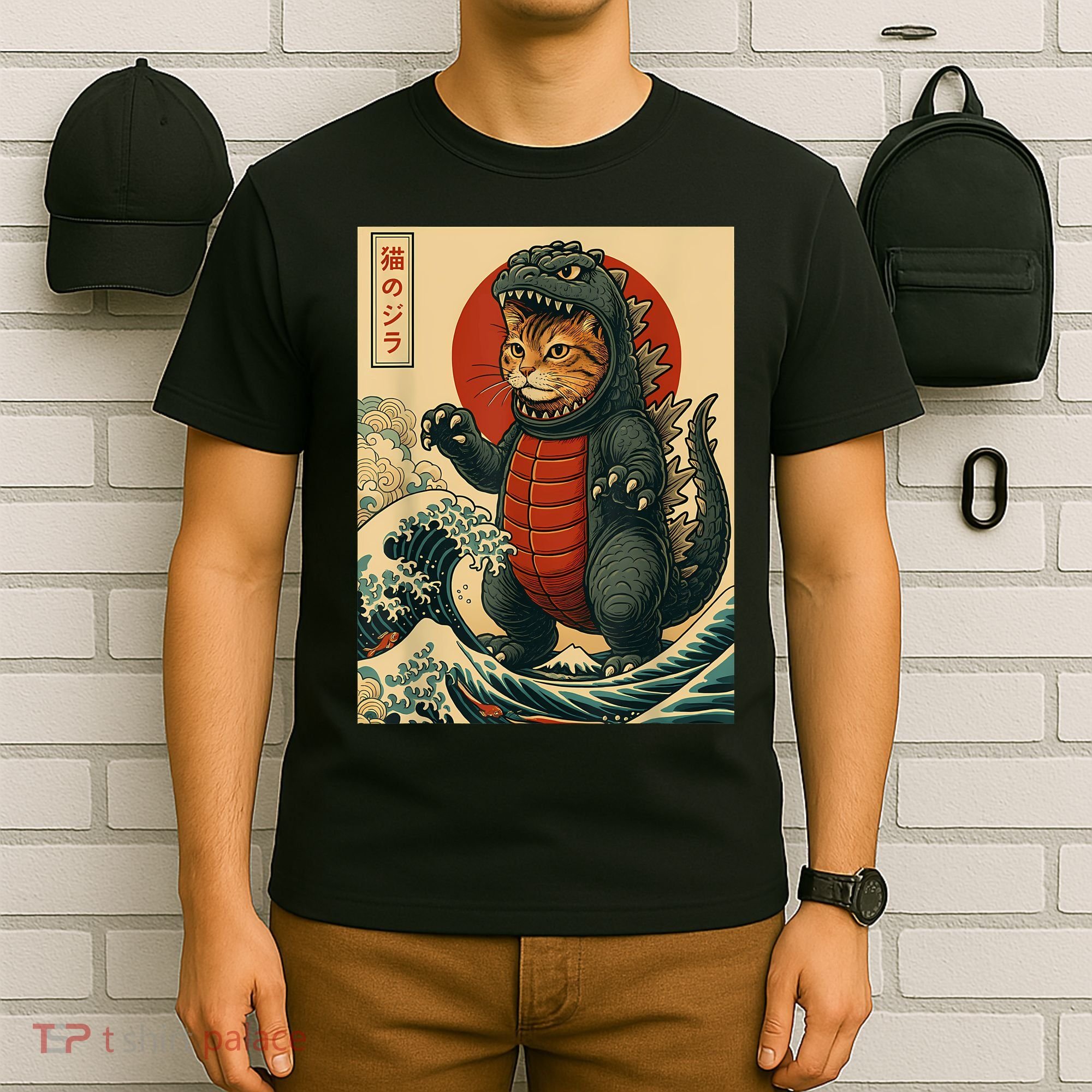 Catzilla Japanese Art Cat Cat Zilla T-Shirt