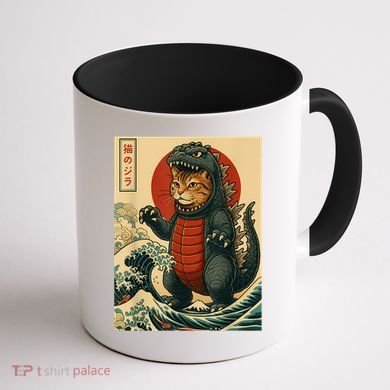 Catzilla Japanese Art Cat Cat Zilla Coffee Mug back