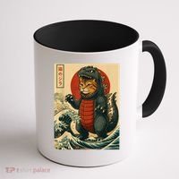 Catzilla Japanese Art Cat Cat Zilla Coffee Mug thumb 1