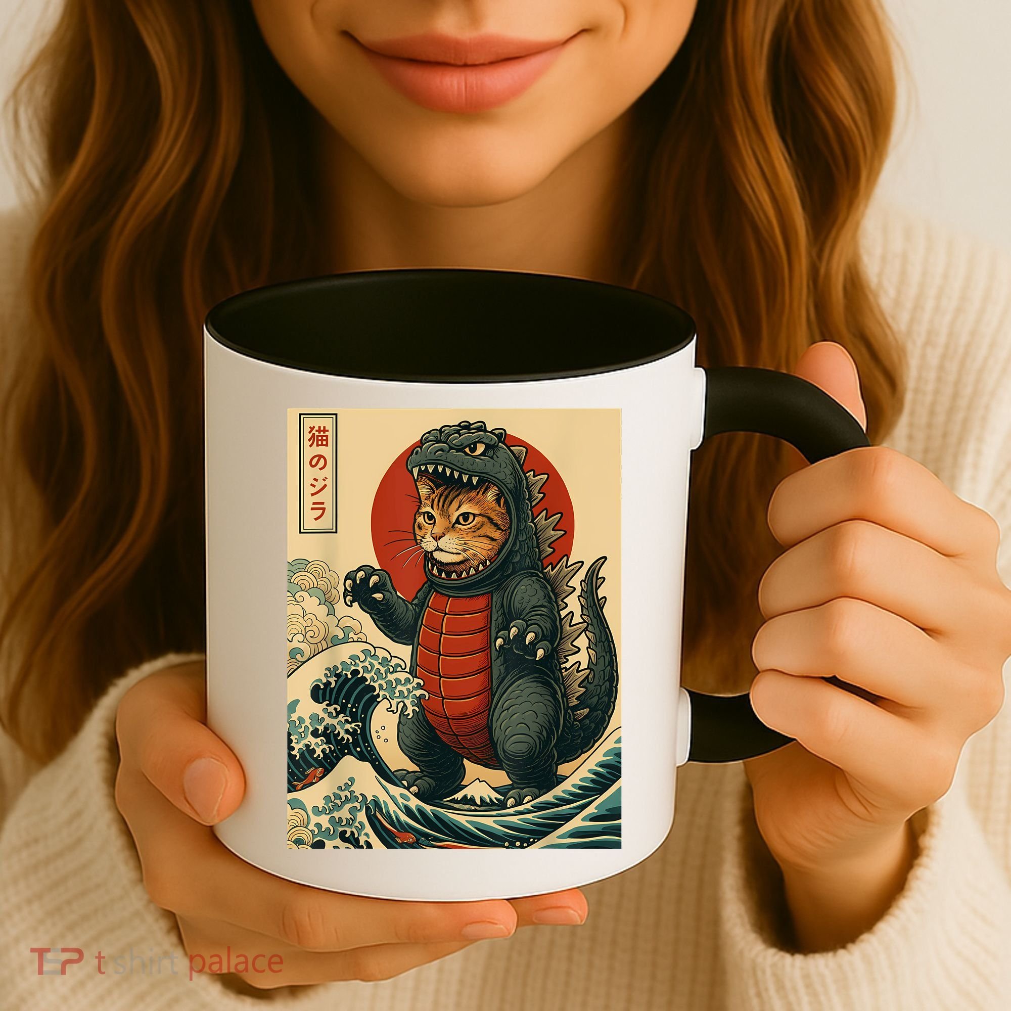 Catzilla Japanese Art Cat Cat Zilla Coffee Mug