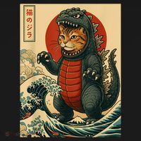 Catzilla Japanese Art Cat Cat Zilla Pajama Set thumb 2