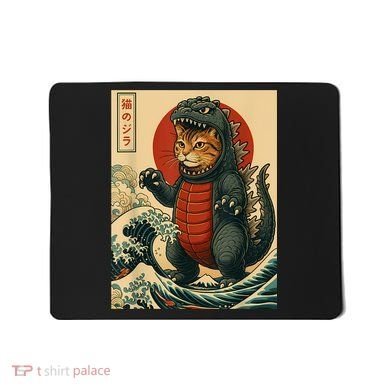 Catzilla Japanese Art Cat Cat Zilla Mousepad