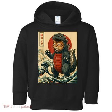 Catzilla Japanese Art Cat Cat Zilla Toddler Hoodie