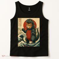 Catzilla Japanese Art Cat Cat Zilla Tank Top thumb 2