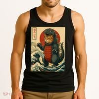 Catzilla Japanese Art Cat Cat Zilla Tank Top thumb 3