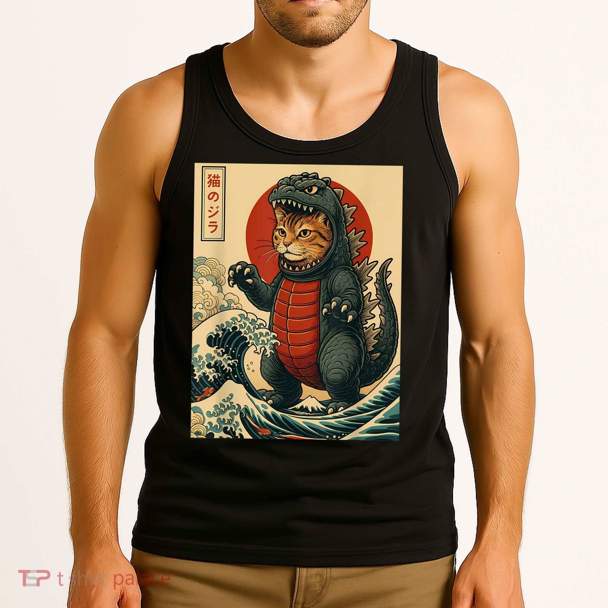 Catzilla Japanese Art Cat Cat Zilla Tank Top