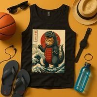Catzilla Japanese Art Cat Cat Zilla Tank Top thumb 4