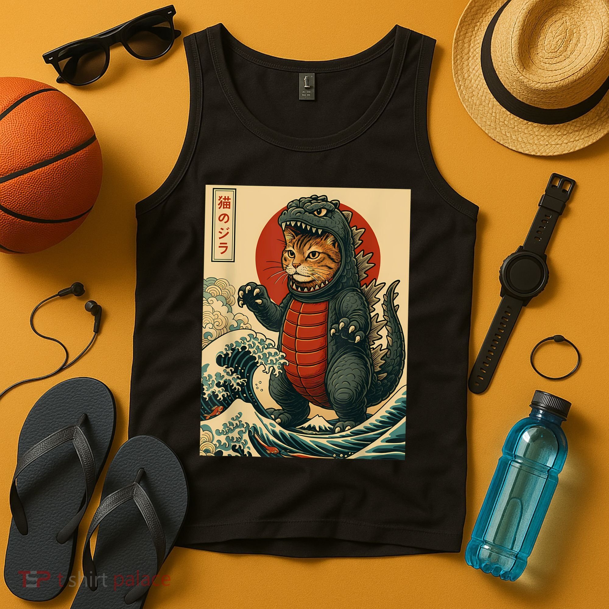 Catzilla Japanese Art Cat Cat Zilla Tank Top