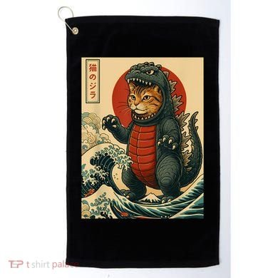 Catzilla Japanese Art Cat Cat Zilla Golf Towel