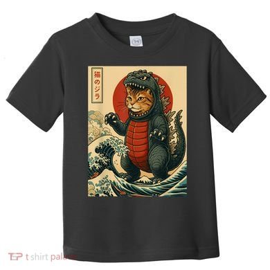 Catzilla Japanese Art Cat Cat Zilla Toddler T-Shirt