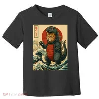 Catzilla Japanese Art Cat Cat Zilla Toddler T-Shirt thumb 0