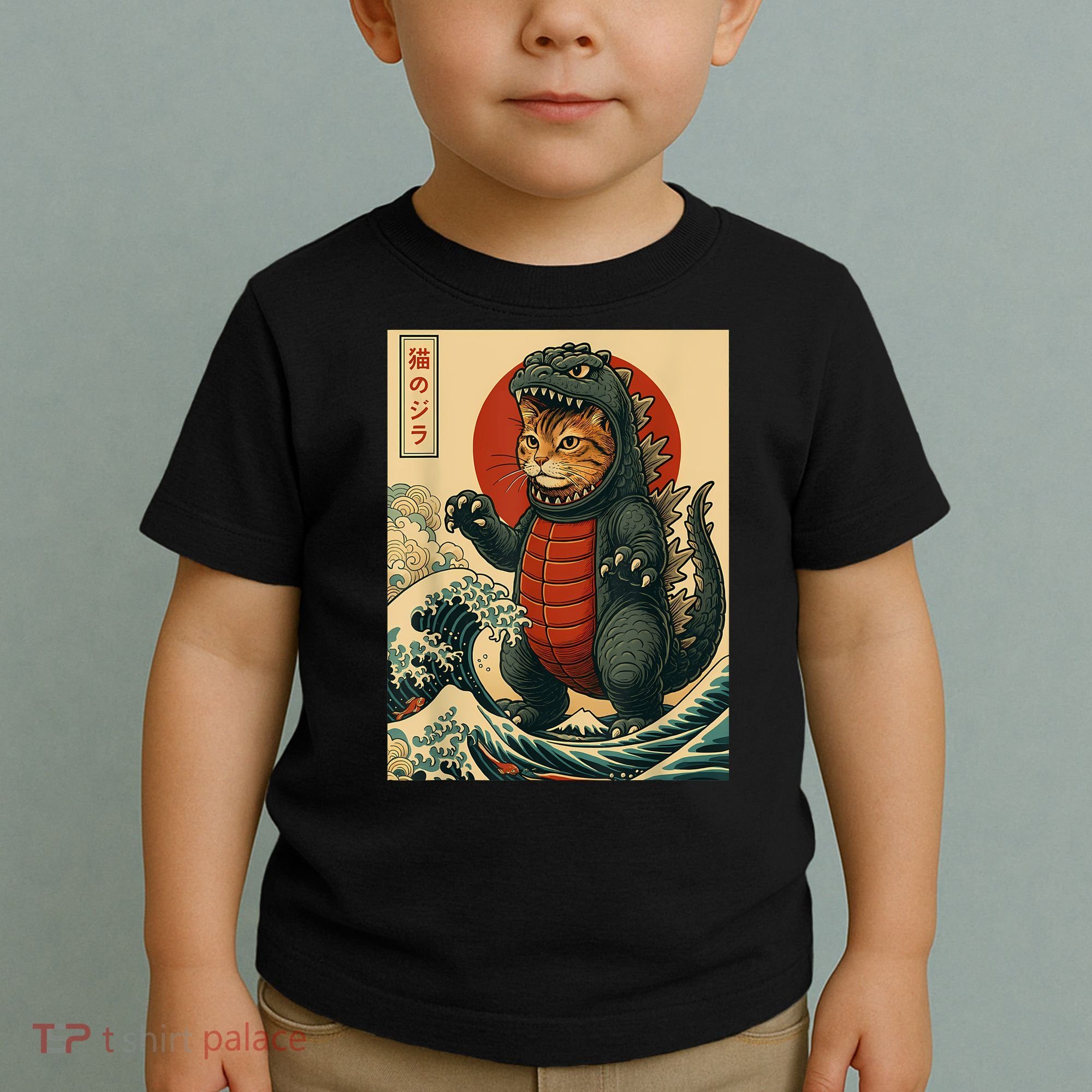 Catzilla Japanese Art Cat Cat Zilla Toddler T-Shirt