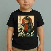 Catzilla Japanese Art Cat Cat Zilla Toddler T-Shirt thumb 2
