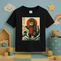 Catzilla Japanese Art Cat Cat Zilla Toddler T-Shirt thumb 3