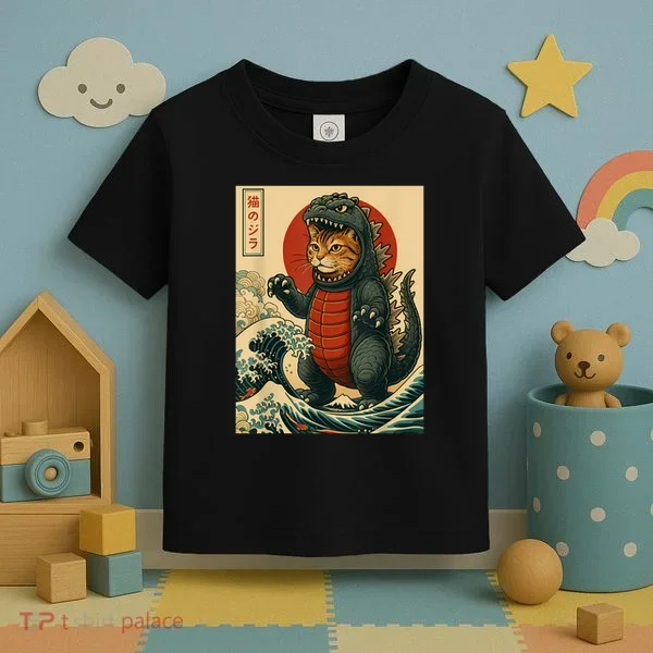 Catzilla Japanese Art Cat Cat Zilla Toddler T-Shirt