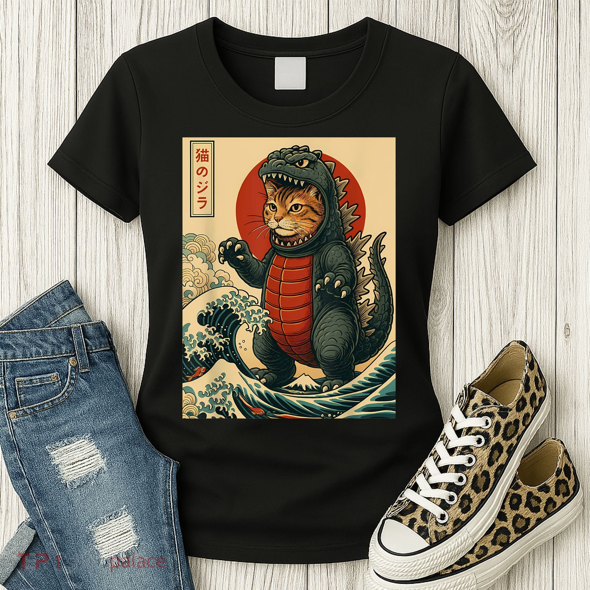 Catzilla Japanese Art Cat Cat Zilla Women's T-Shirt