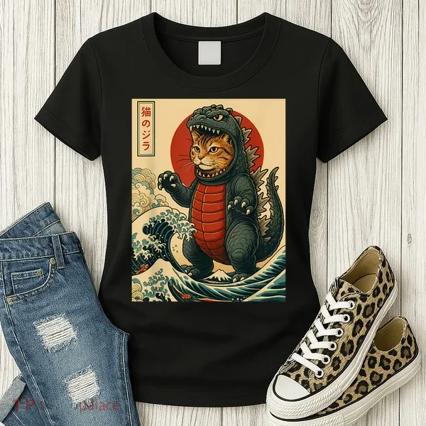 Catzilla Japanese Art Cat Cat Zilla Women's T-Shirt