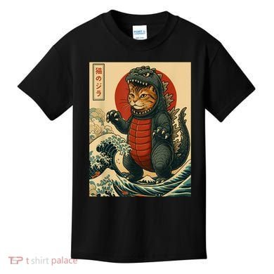 Catzilla Japanese Art Cat Cat Zilla Kids T-Shirt
