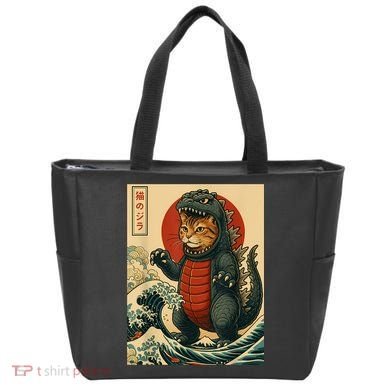 Catzilla Japanese Art Cat Cat Zilla Tote Bag