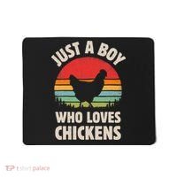 Chicken Just A Boy Who Loves Retro Farm Animal Farmer Sunset Mousepad thumb 0
