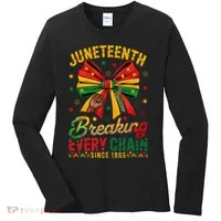 Coquette Juneteenth Breaking Every Chain Since 1865 Women's Long Sleeve Shirt thumb 0