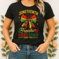 Coquette Juneteenth Breaking Every Chain Since 1865 Women's T-Shirt thumb 2