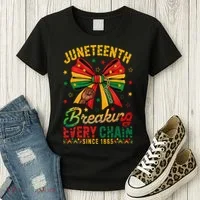 Coquette Juneteenth Breaking Every Chain Since 1865 Women's T-Shirt thumb 3