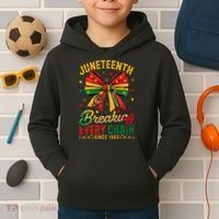 Coquette Juneteenth Breaking Every Chain Since 1865 Kids Hoodie thumb 2