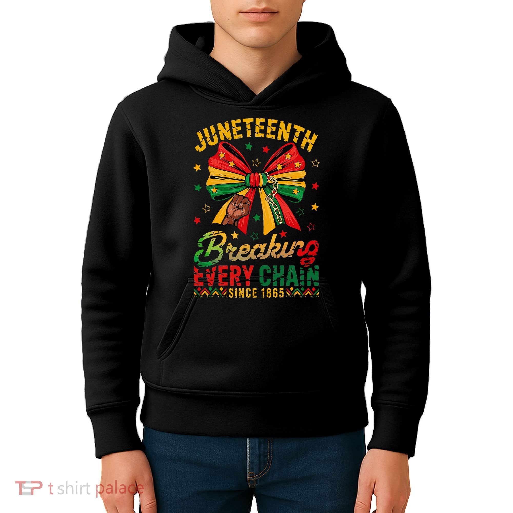 Coquette Juneteenth Breaking Every Chain Since 1865 Kids Hoodie