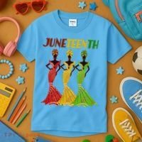 Celebrate Juneteenth Beautiful Black African American Women Attire Kids T-Shirt thumb 3